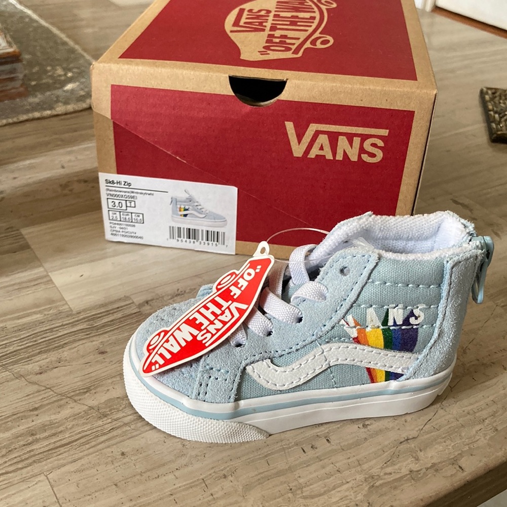 Vans (Rainbow) sneakers size 3.0 Toddler.  Baby Blue.